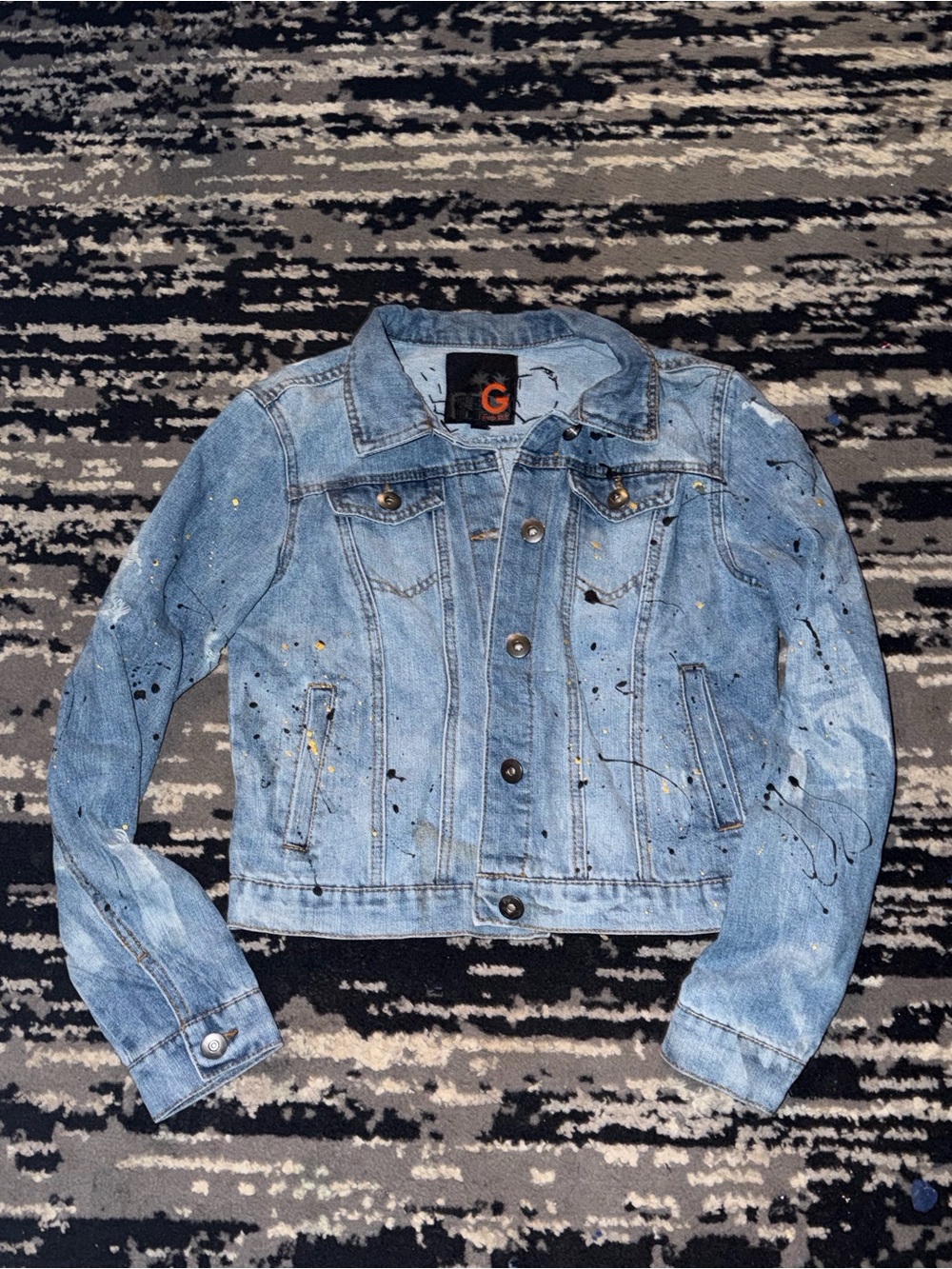 Sequin Wing Denim Jacket with LOVE Back Patch - Picture 3 of 6
